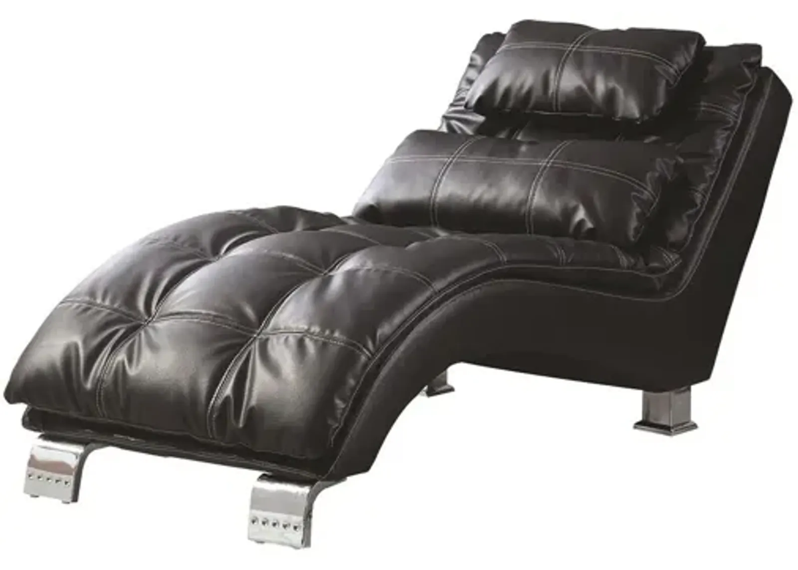 Coaster Dilleston Faux Leather Upholstered Tufted Chaise Black