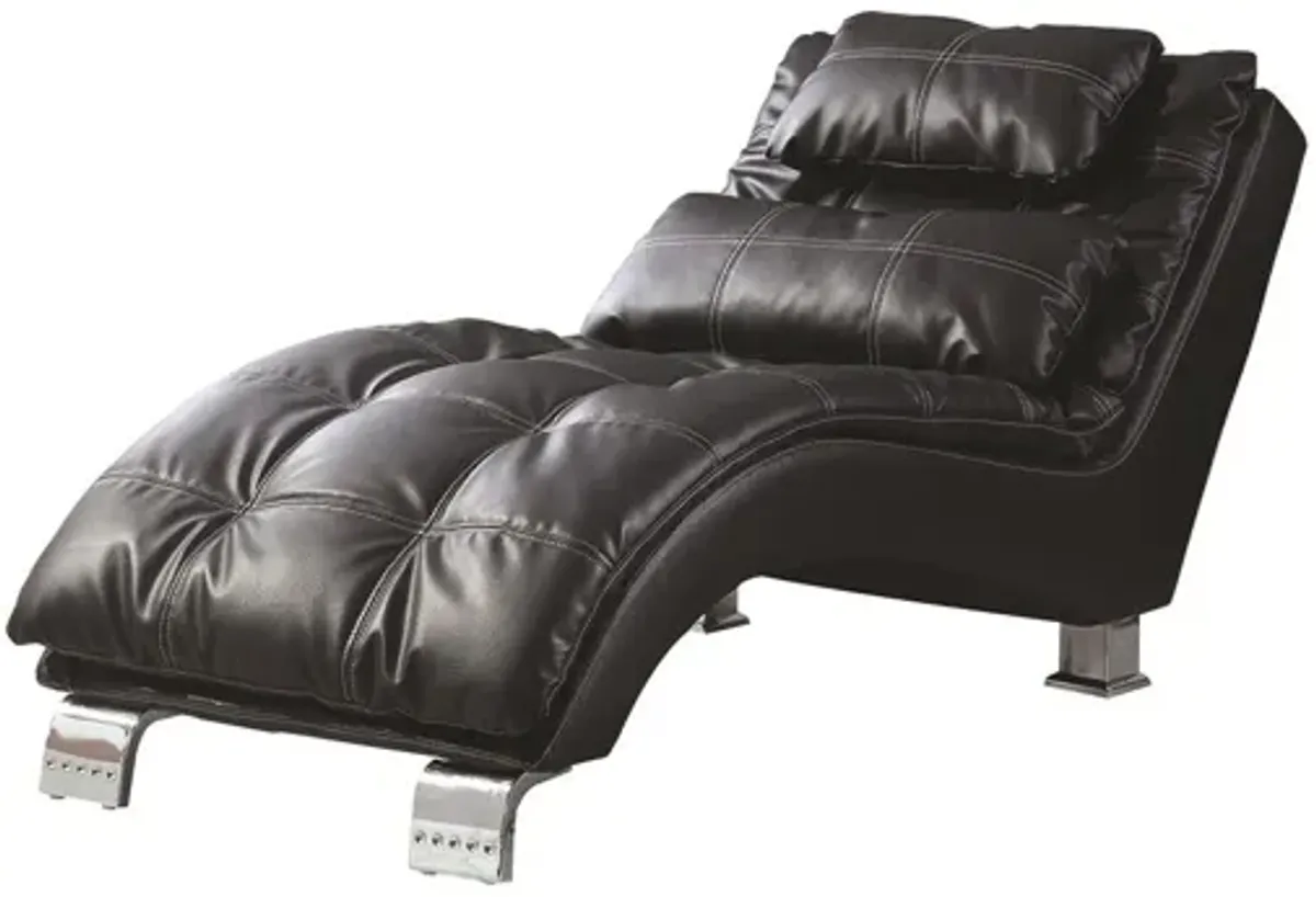 Coaster Dilleston Faux Leather Upholstered Tufted Chaise Black