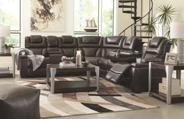 WARNERTON 3-PIECE POWER RECLINING SECTIONAL CHOCOLATE SIGNATURE DESIGN