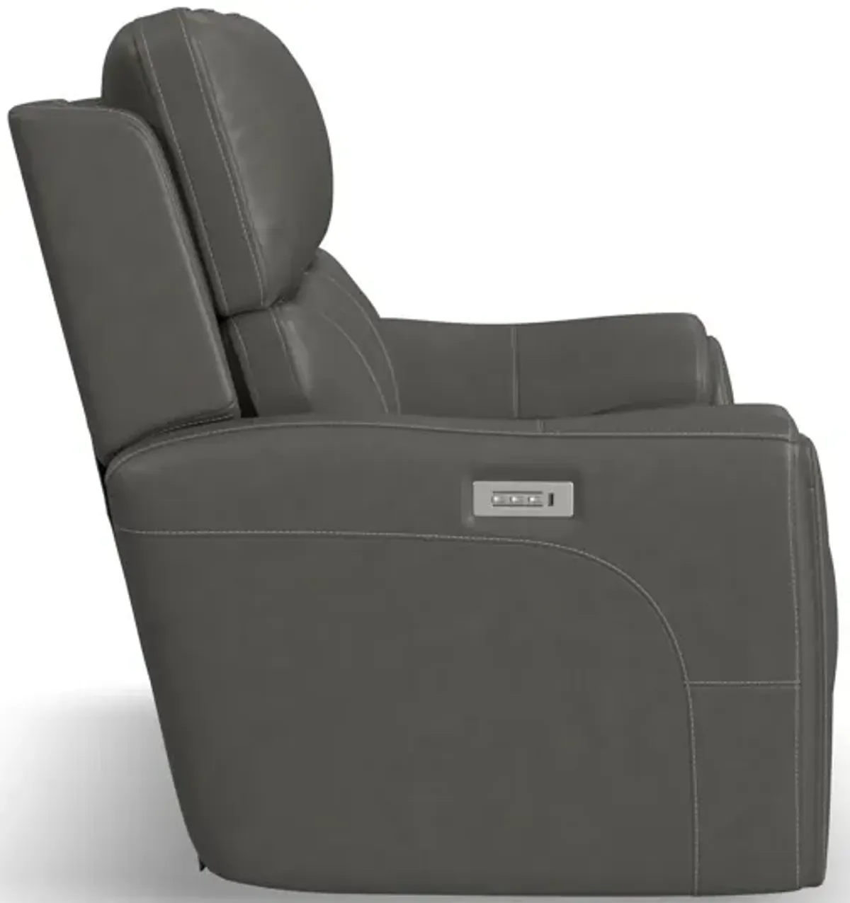 Flexsteel Carter Power Reclining Loveseat with Power Headrests & Lumbar in Dove Fabric