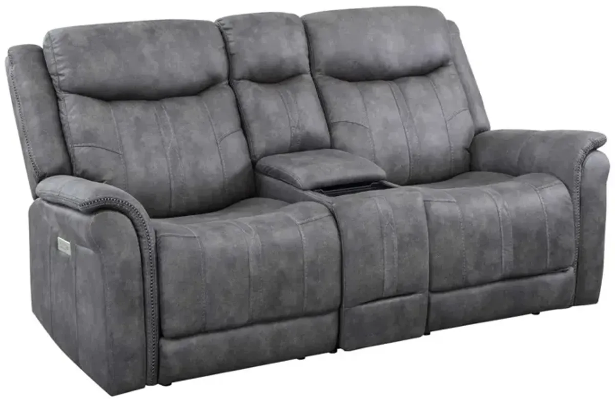 Steve Silver Morrison Dual-Power Reclining Console Loveseat Stone