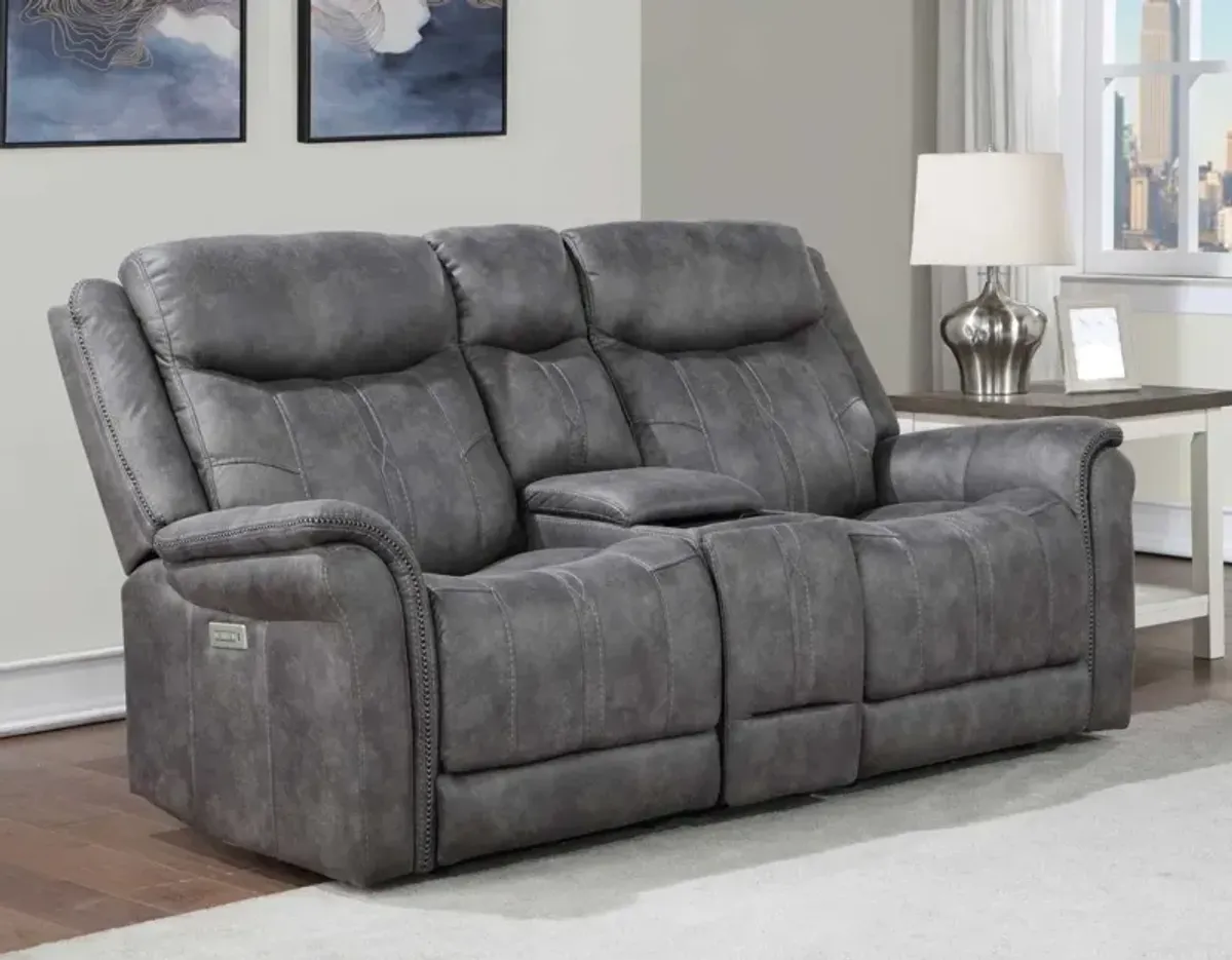 Steve Silver Morrison Dual-Power Reclining Console Loveseat Stone