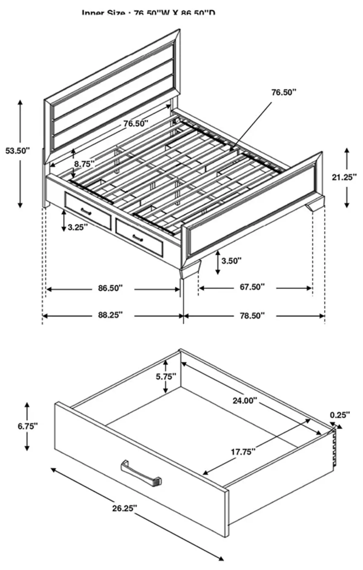 Coaster Kauffman Wood California King Storage Panel Bed Dark Cocoa