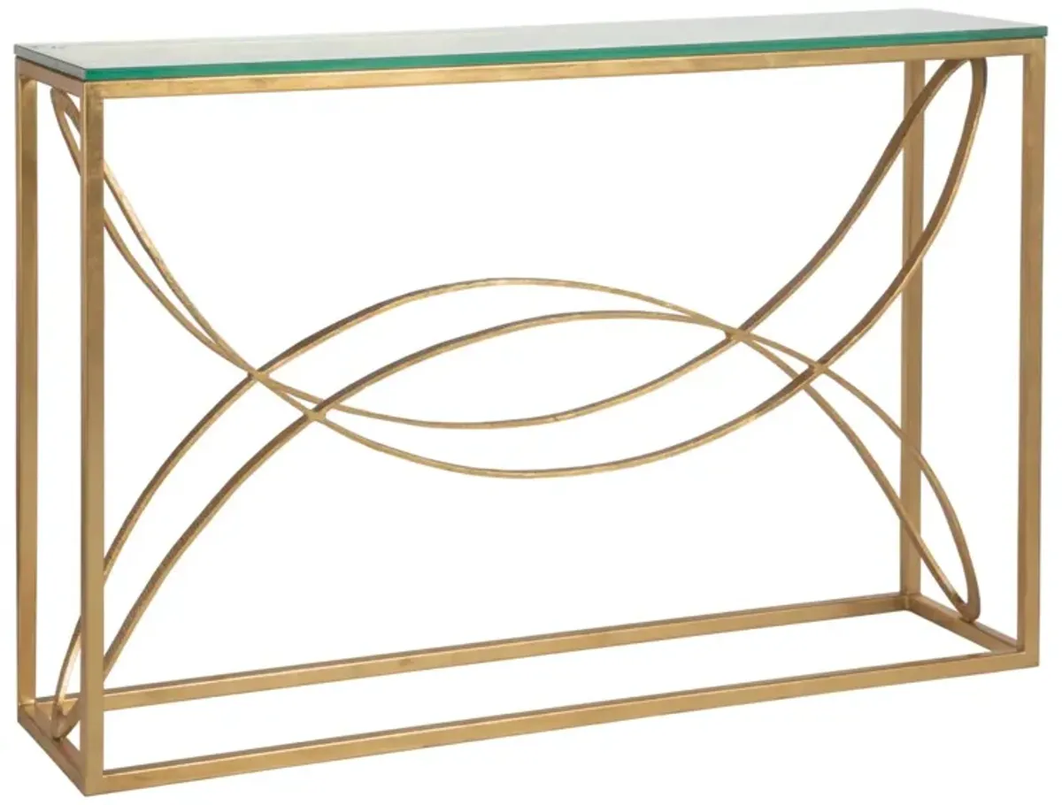 Artistica Home by Lexington Metal Designs Ellipse 54 Inch Modern Gold Leaf Console Accent Table