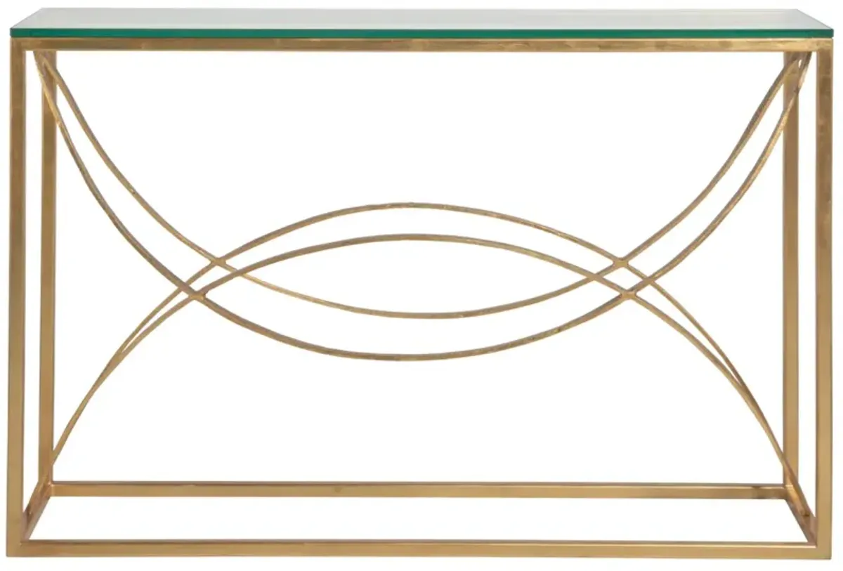 Artistica Home by Lexington Metal Designs Ellipse 54 Inch Modern Gold Leaf Console Accent Table