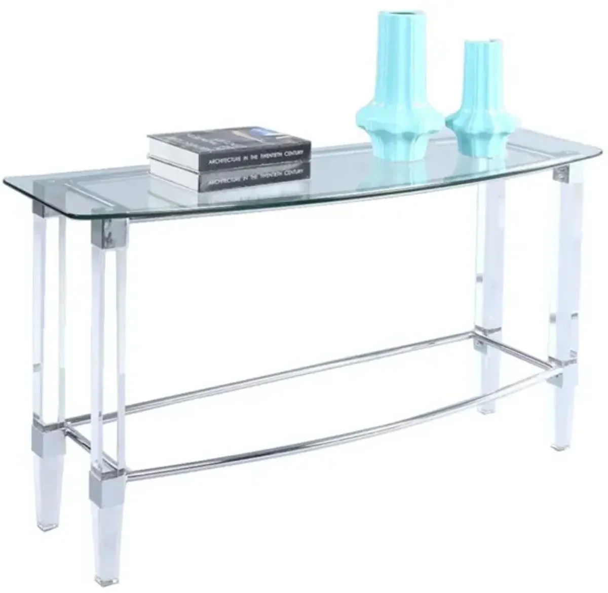 CONTEMPORARY RECTANGULAR GLASS TOP SOFA TABLE