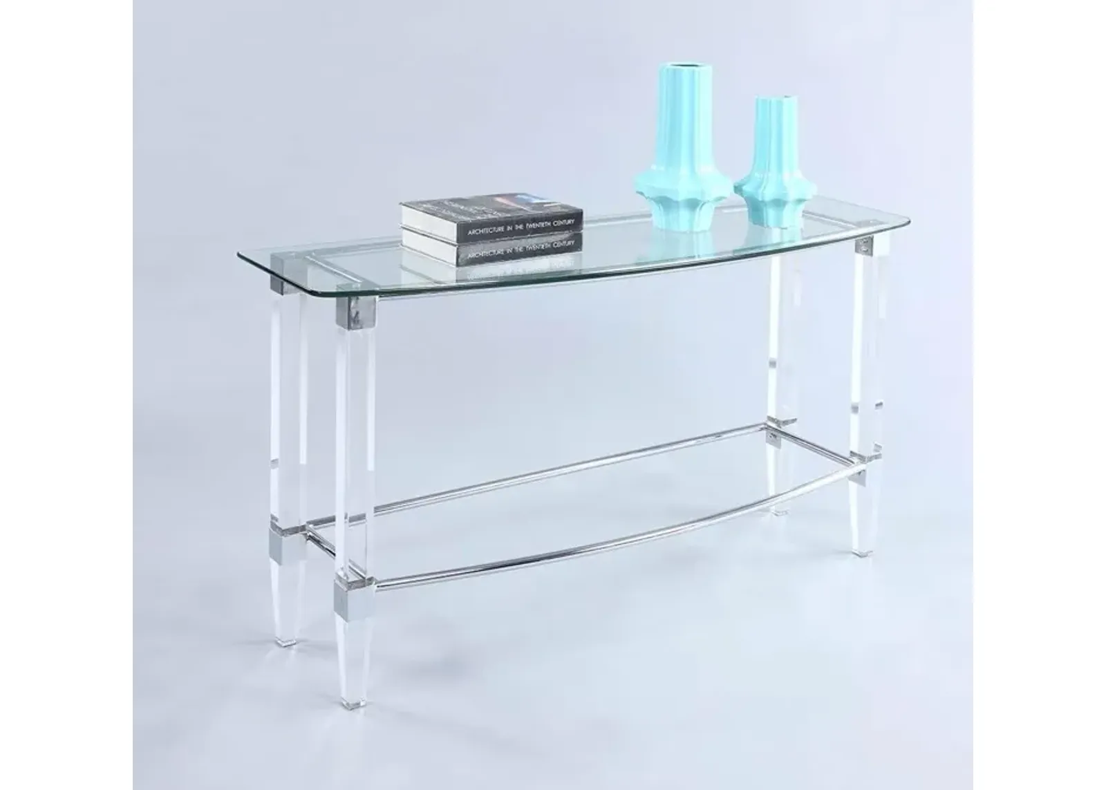 CONTEMPORARY RECTANGULAR GLASS TOP SOFA TABLE