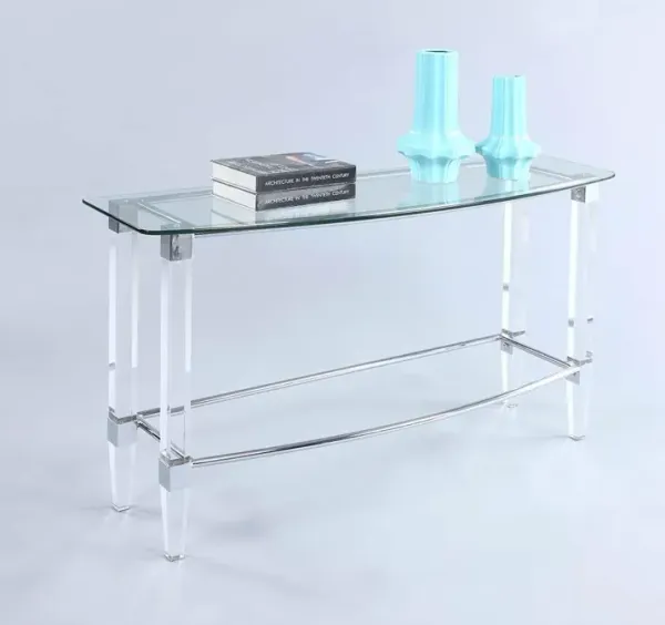 Chintaly Contemporary Rectangular Glass Top Sofa Table