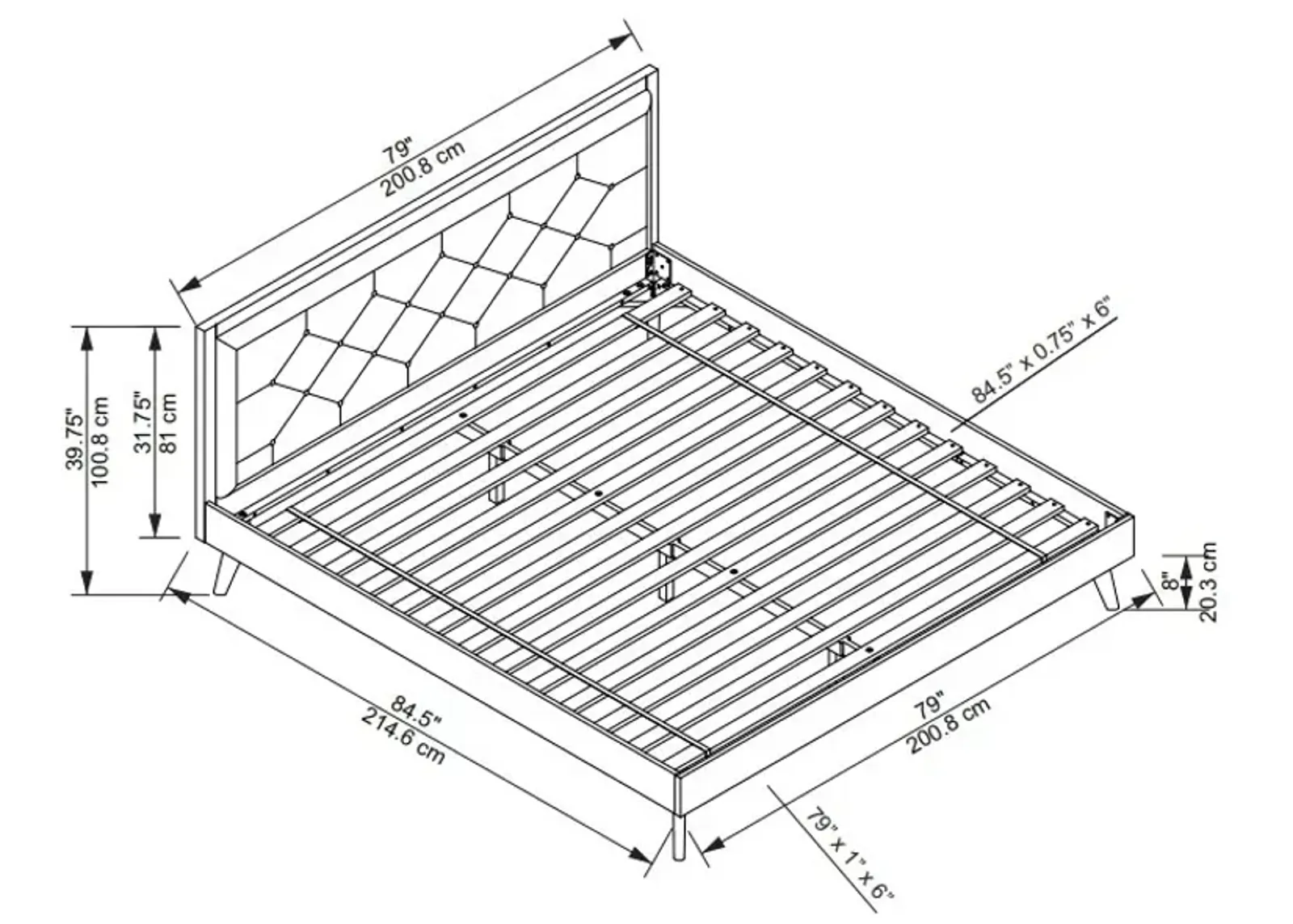 REID MID CENTURY OATMEAL PLATFORM KING BED