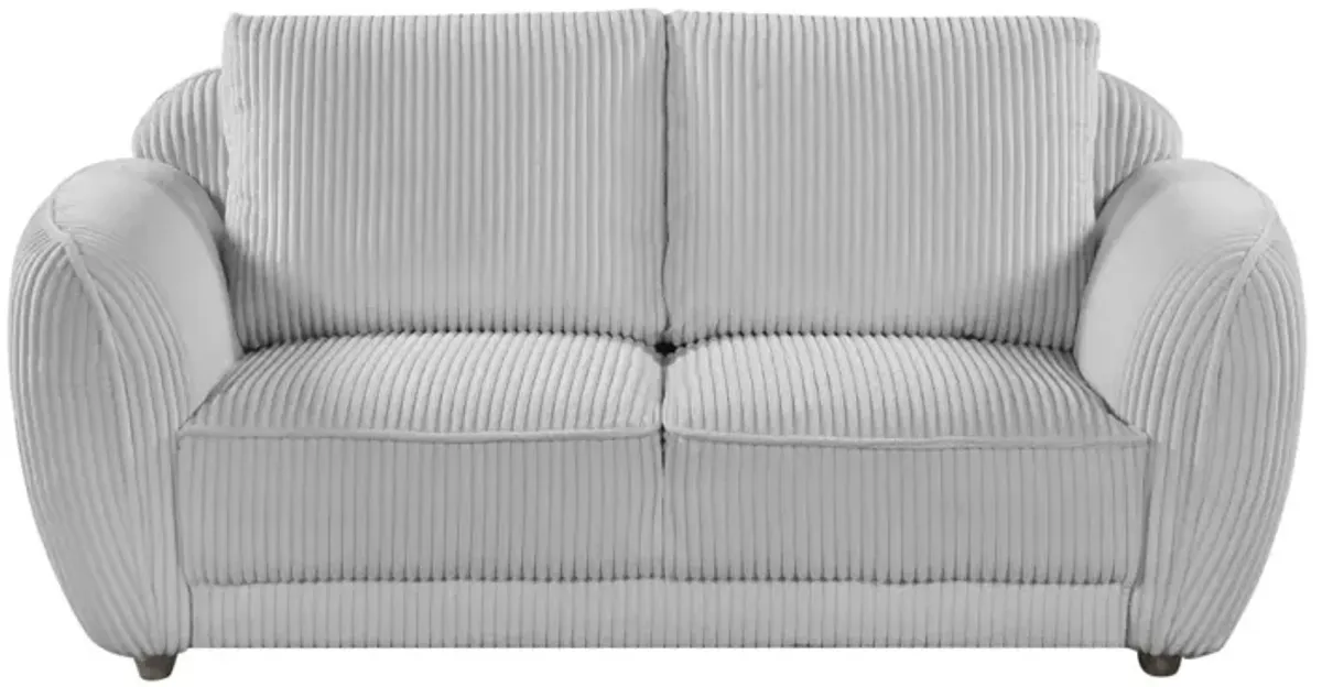 Chintaly Charleston Grey Modern Loveseat with Channel Pattern & Wooden Legs