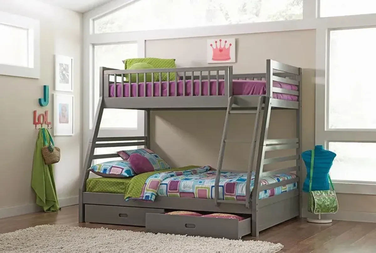 Coaster Ashton 2-Drawer Wood Twin Over Full Bunk Bed Grey