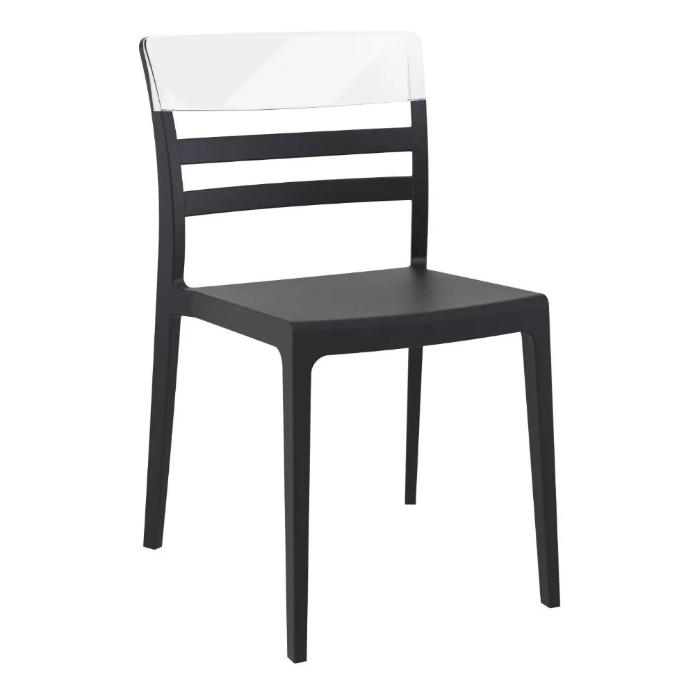 MOON DINING CHAIR BLACK TRANSPARENT CLEAR