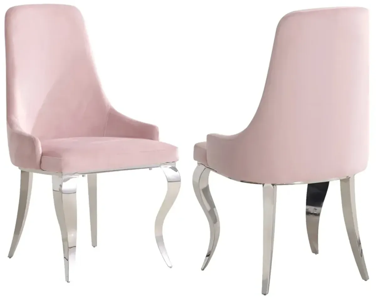 Coaster Antoine Velvet Upholstered Dining Side Chair Pink