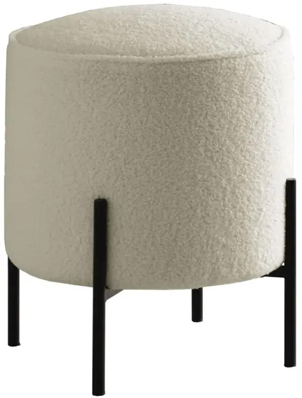 Coaster Basye Round Upholstered Ottoman Ivory