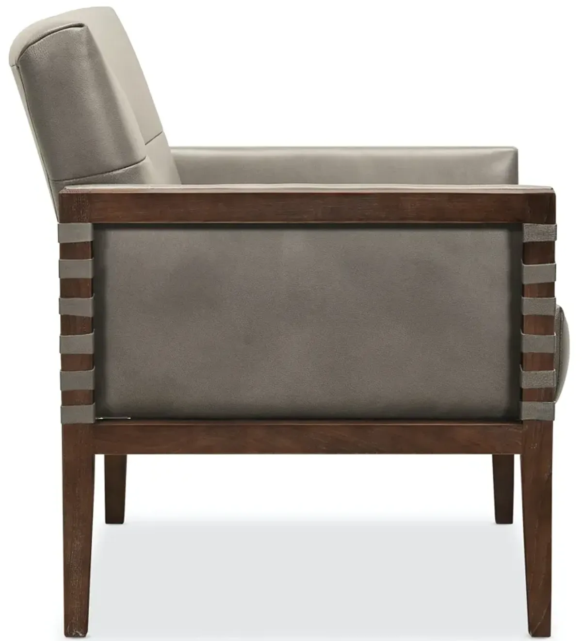 Hooker Furniture Carverdale Maddie Grey Leather Club Chair with Wood Frame