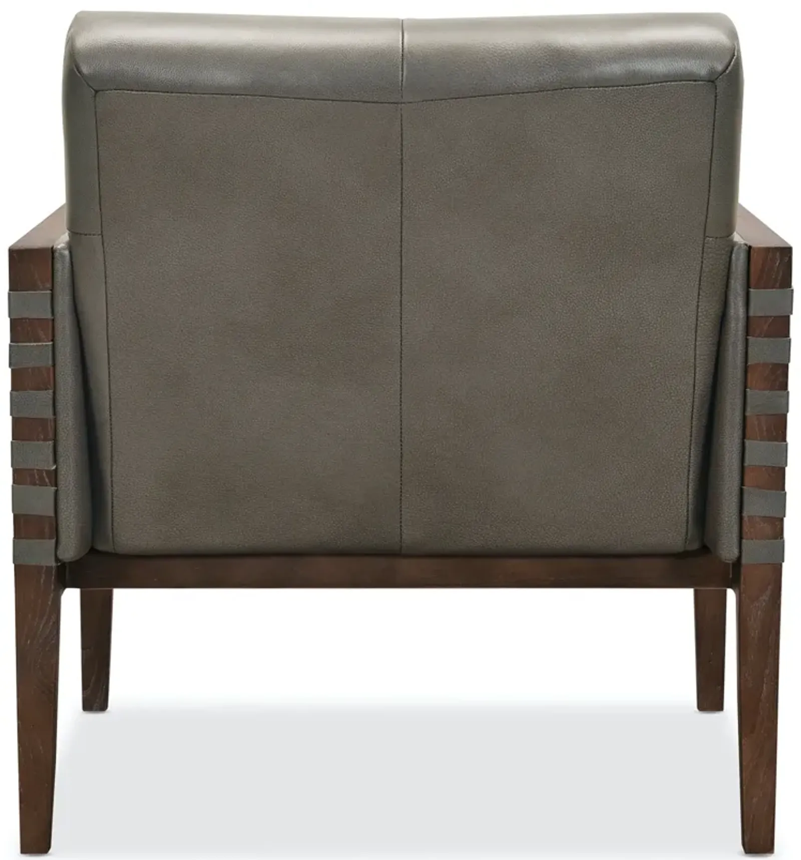 Hooker Furniture Carverdale Maddie Grey Leather Club Chair with Wood Frame