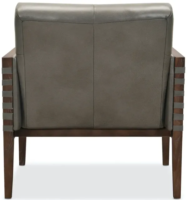 Hooker Furniture Carverdale Maddie Grey Leather Club Chair with Wood Frame