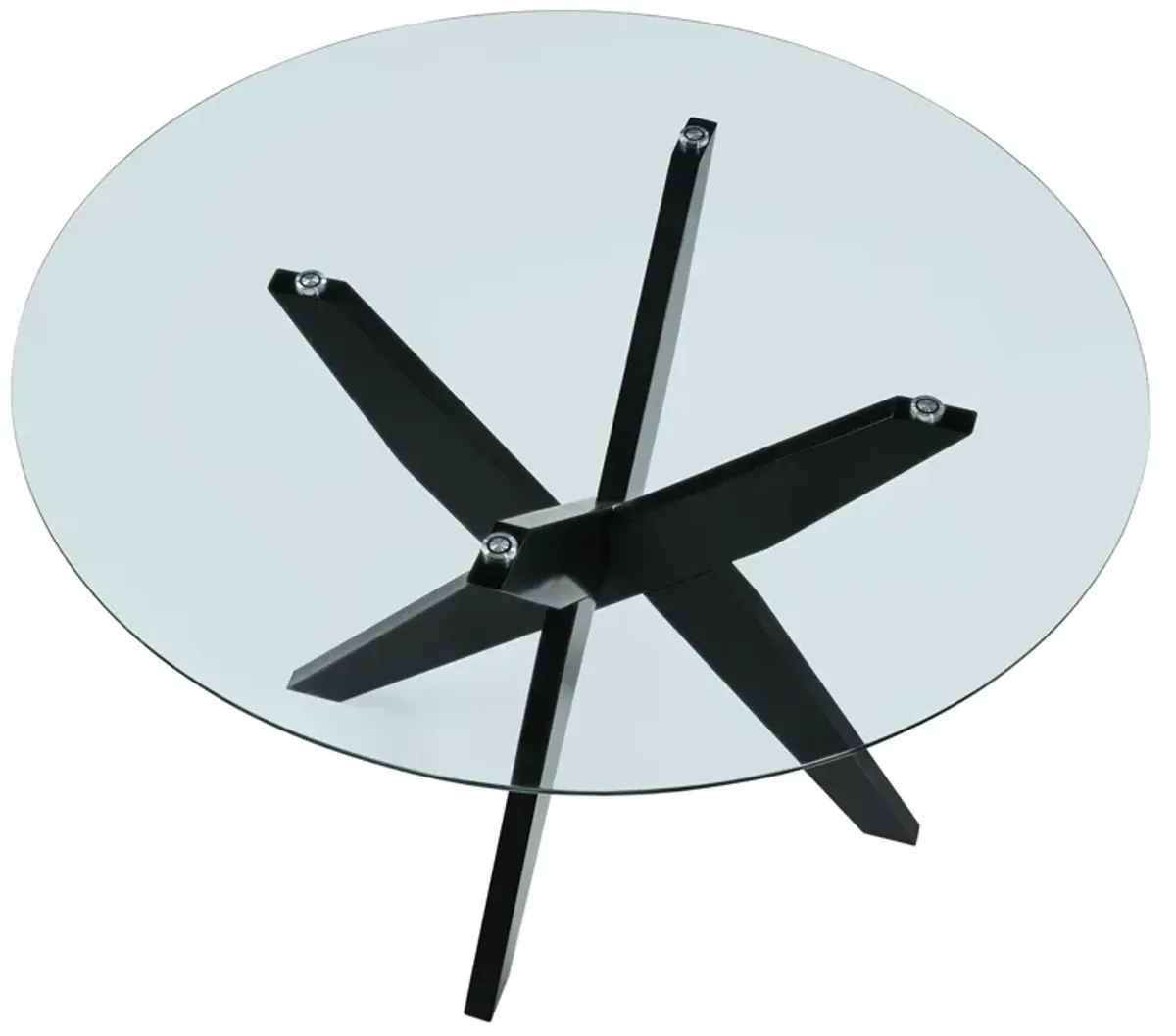 Steve Silver Amalie 48-Inch Round Glass Top Dining Table With Black Base
