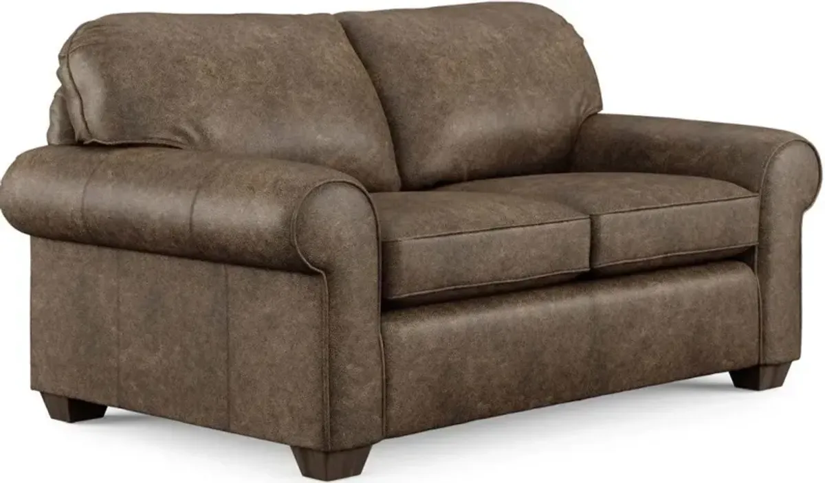 Flexsteel Thornton Dark Brown Leather Loveseat