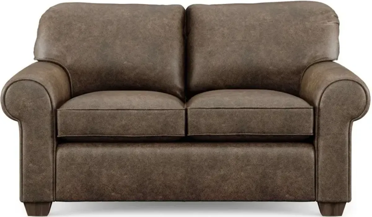 Flexsteel Thornton Dark Brown Leather Loveseat