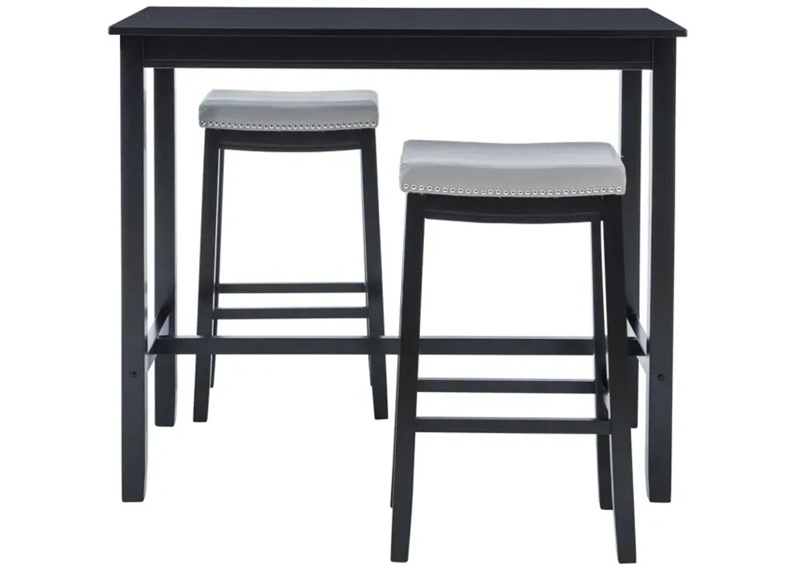 Linon Claridge 3-Piece Black/Grey Bar Stools & Table Set