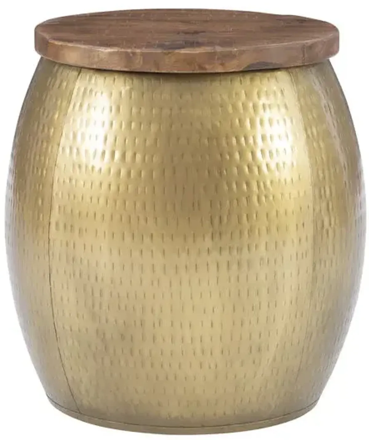 Powell Royce Drum Side Table with Storage Brass