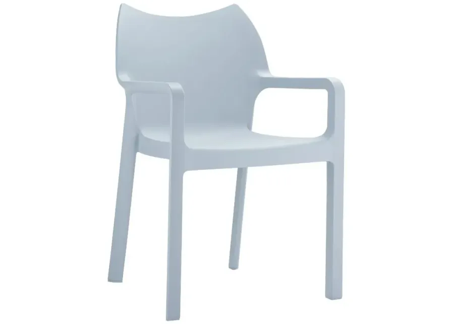 DIVA RESIN OUTDOOR DINING ARM CHAIR SILVER