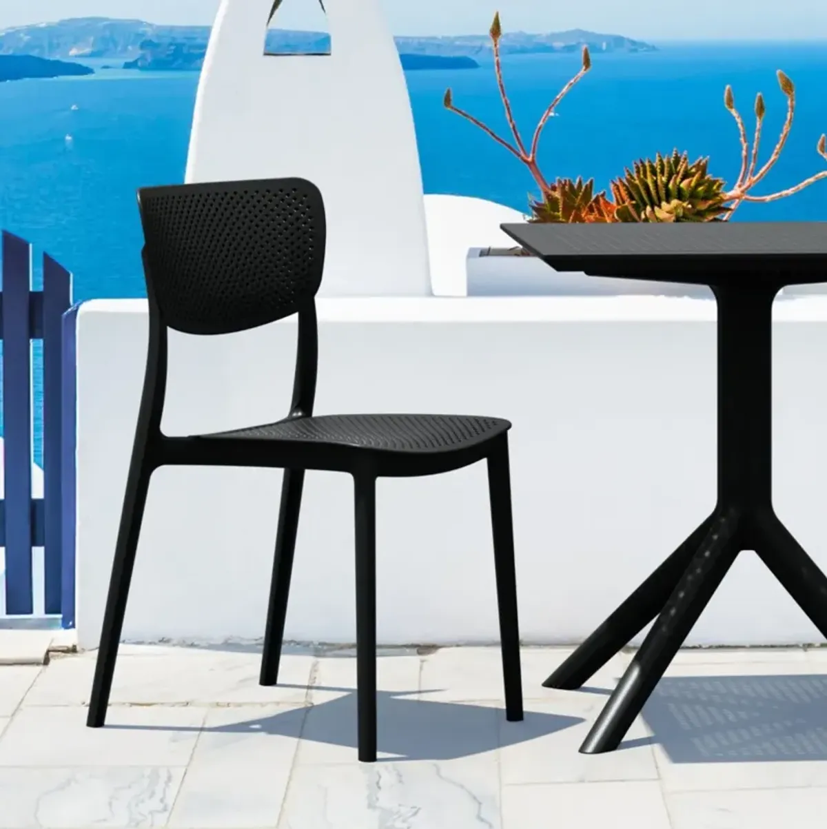 Compamia 3-Piece Lucy Outdoor Bistro Set with 31 Inch Table Top Black