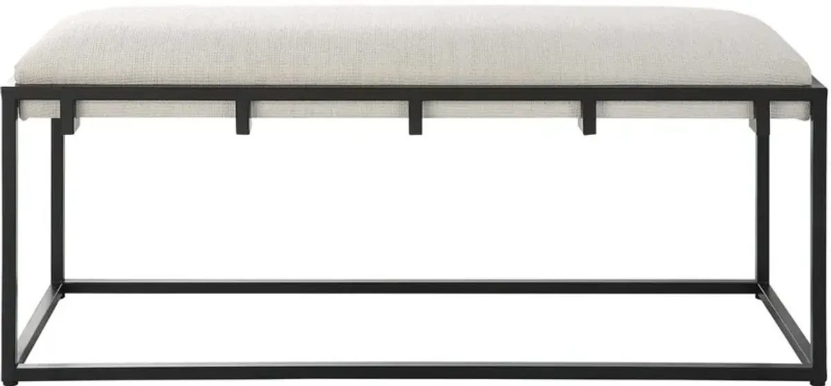 Uttermost Paradox Matte Black Iron/Fabric Bench