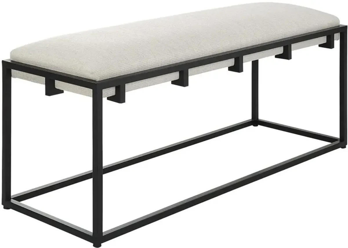 Uttermost Paradox Matte Black Iron/Fabric Bench