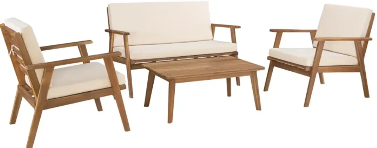 Linon Cole Chat Natural Outdoor Lounge Set