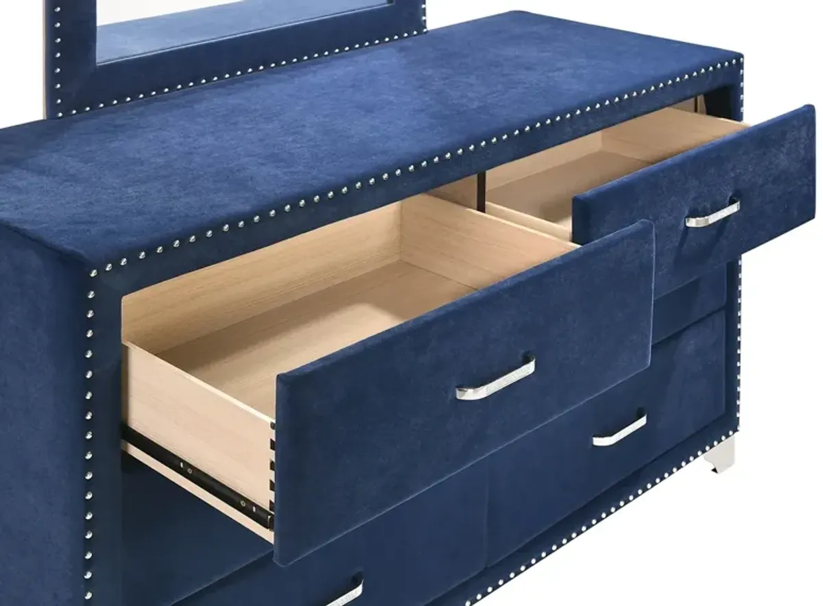 Coaster Melody 6-Drawer Upholstered Dresser Pacific Blue