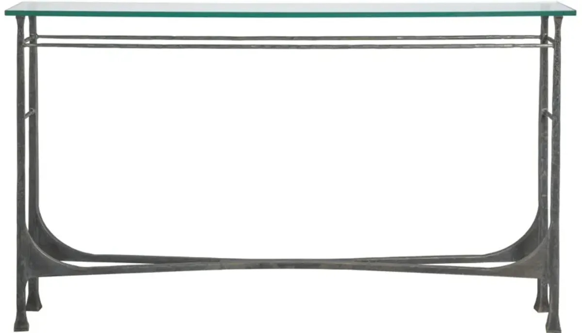 Artistica Home by Lexington Metal Designs Bruno 62 Inch Modern Iron Gray/Clear Console Accent Table
