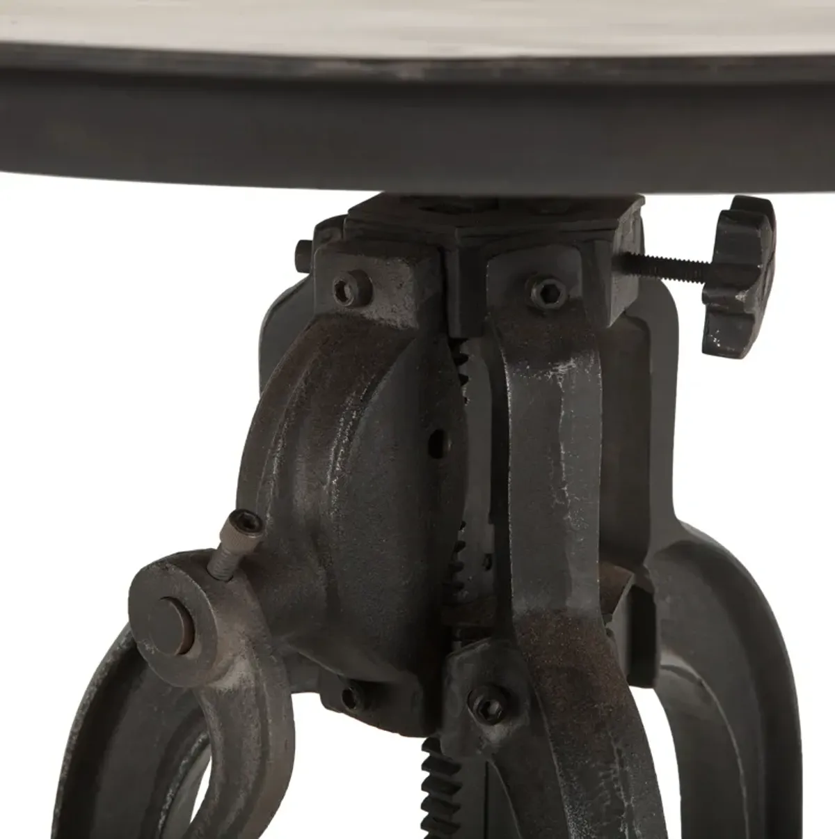 Home Trends Design Industrial Loft 24" Adjustable Crank Iron Side Table with Matte Black Finish