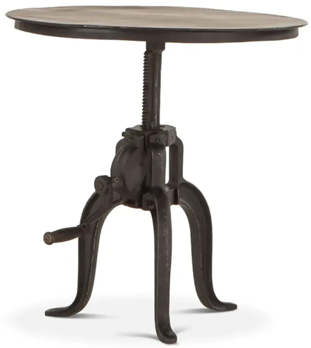 Home Trends Design Industrial Loft 24" Adjustable Crank Iron Side Table with Matte Black Finish