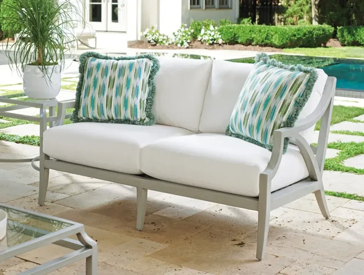 Tommy Bahama Outdoor by Lexington Silver Sands Soft Gray & Blue Loveseat