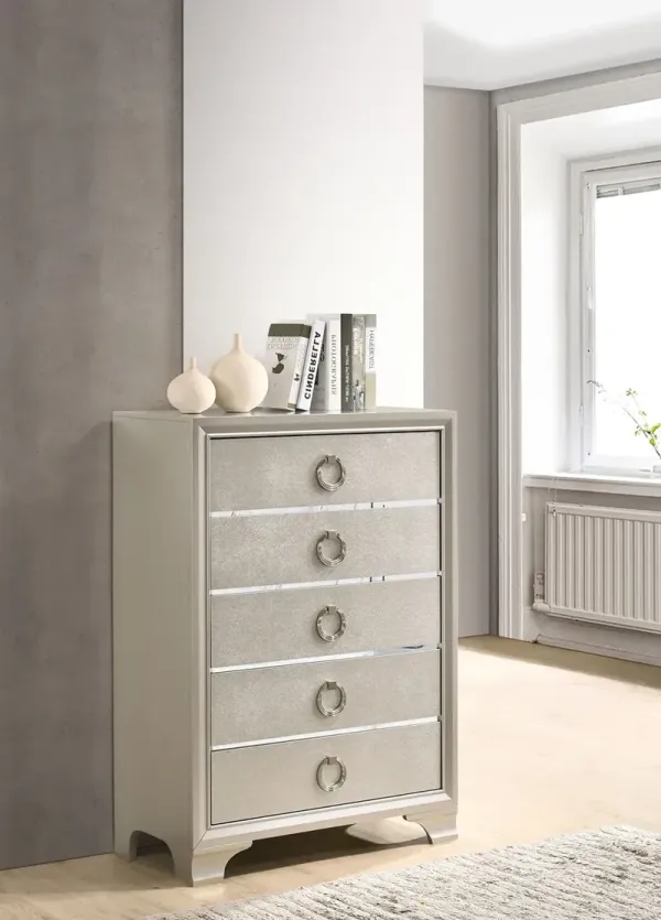 Salford 5-Drawer Bedroom Chest Metallic Sterling