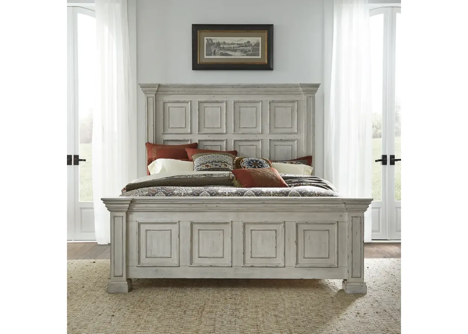 Liberty Furniture California King Distressed Whitestone Panel Bed Big Valley