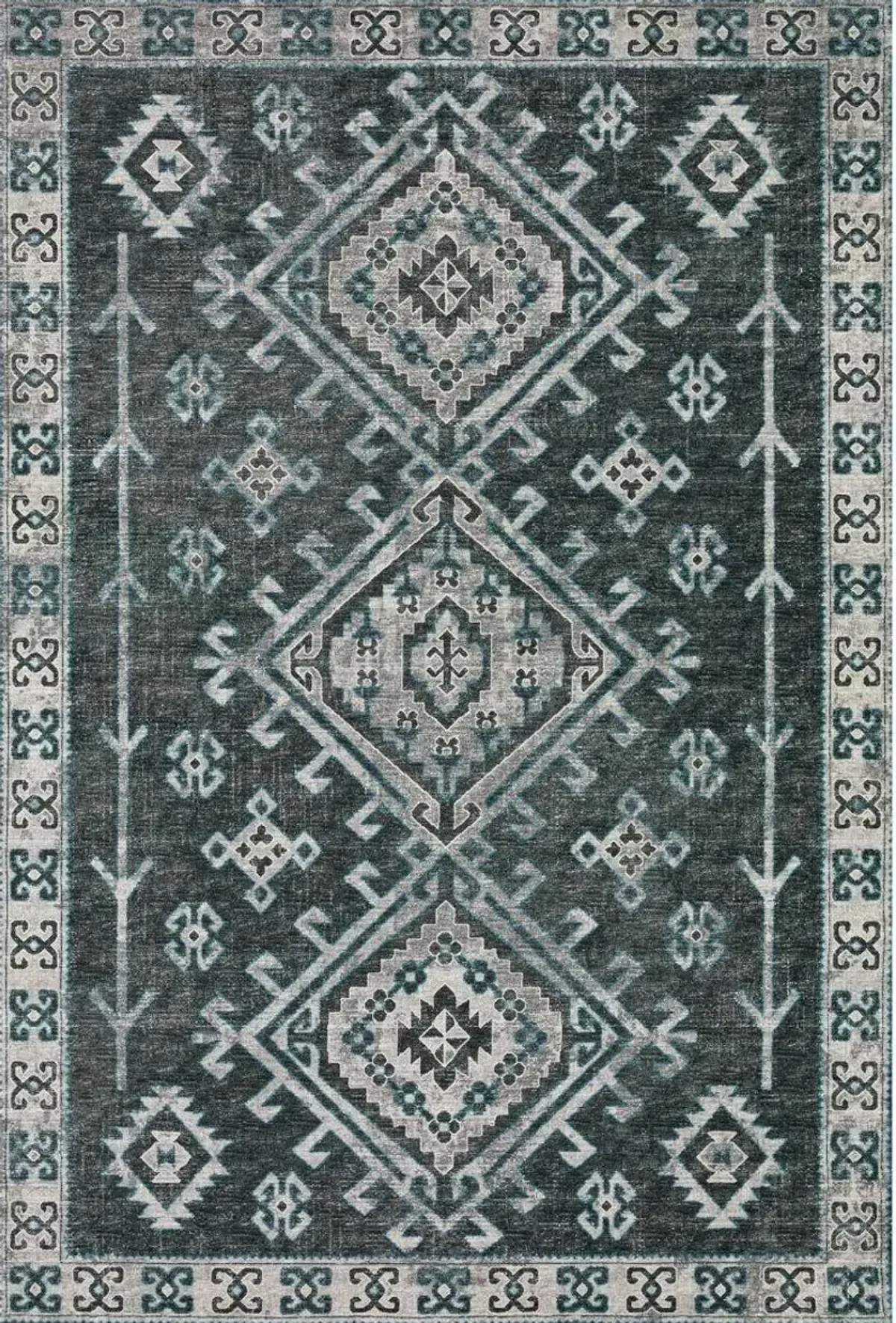 Dalyn Tribal Geometric Pattern Brisbane 5'X8' Area Rug in Shades of Blue