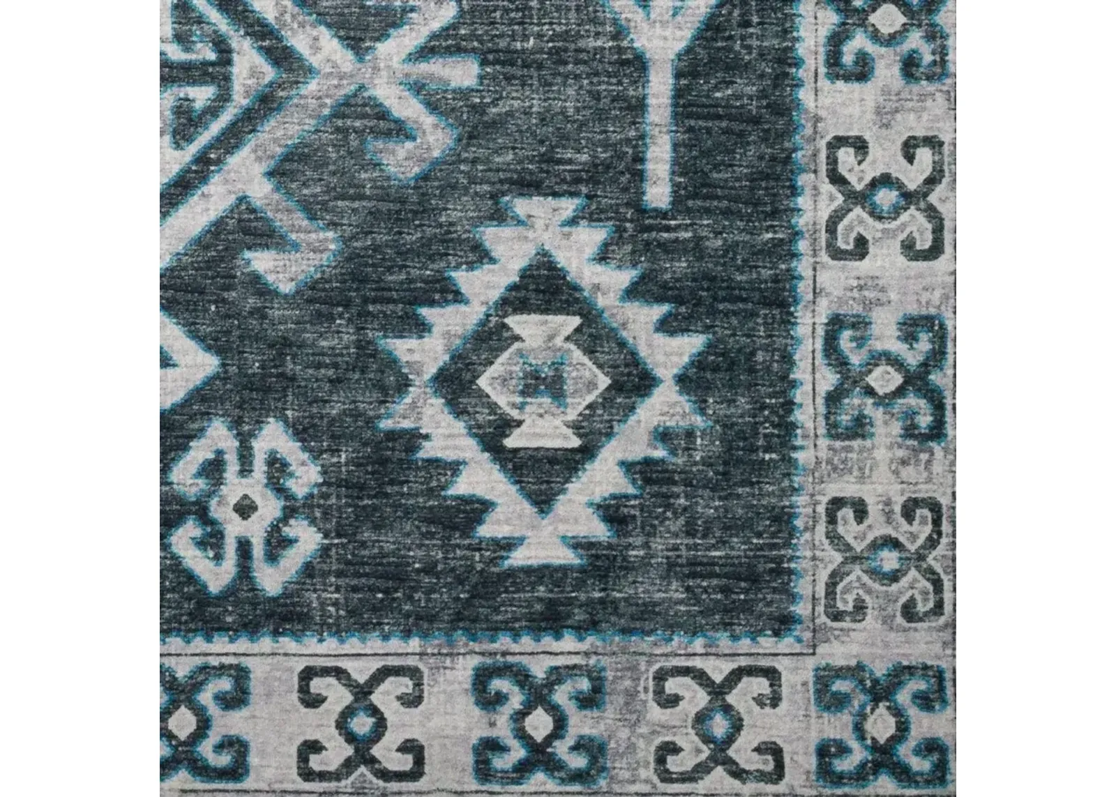 Tribal Geometric Pattern Brisbane 5'X8' Area Rug in Shades of Blue