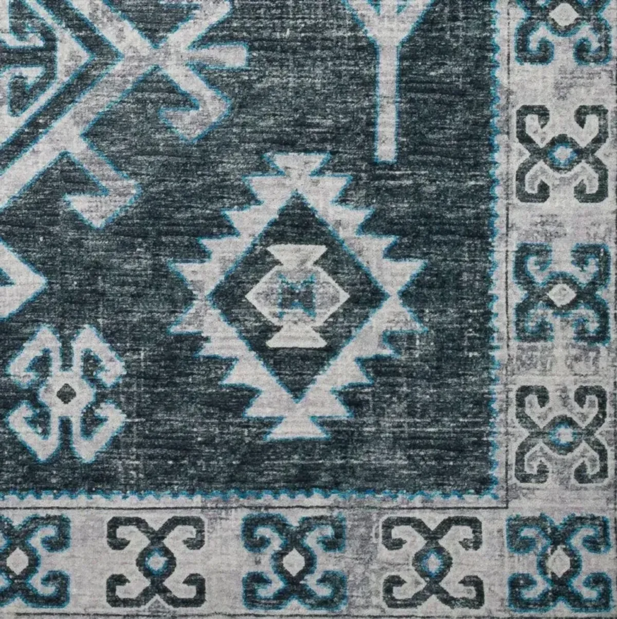 Tribal Geometric Pattern Brisbane 5'X8' Area Rug in Shades of Blue