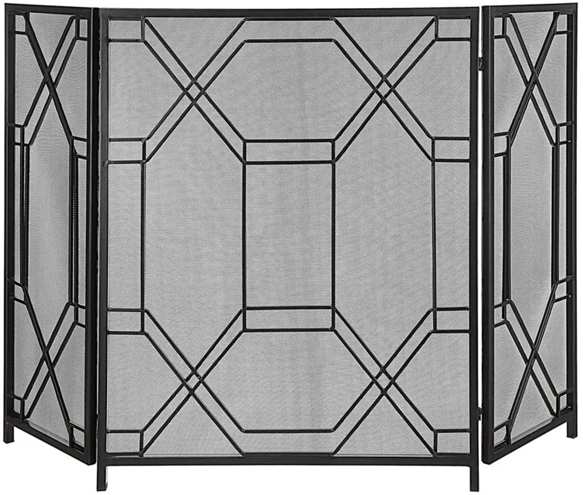 Uttermost Rosen Satin Black Geometric Fireplace Screen