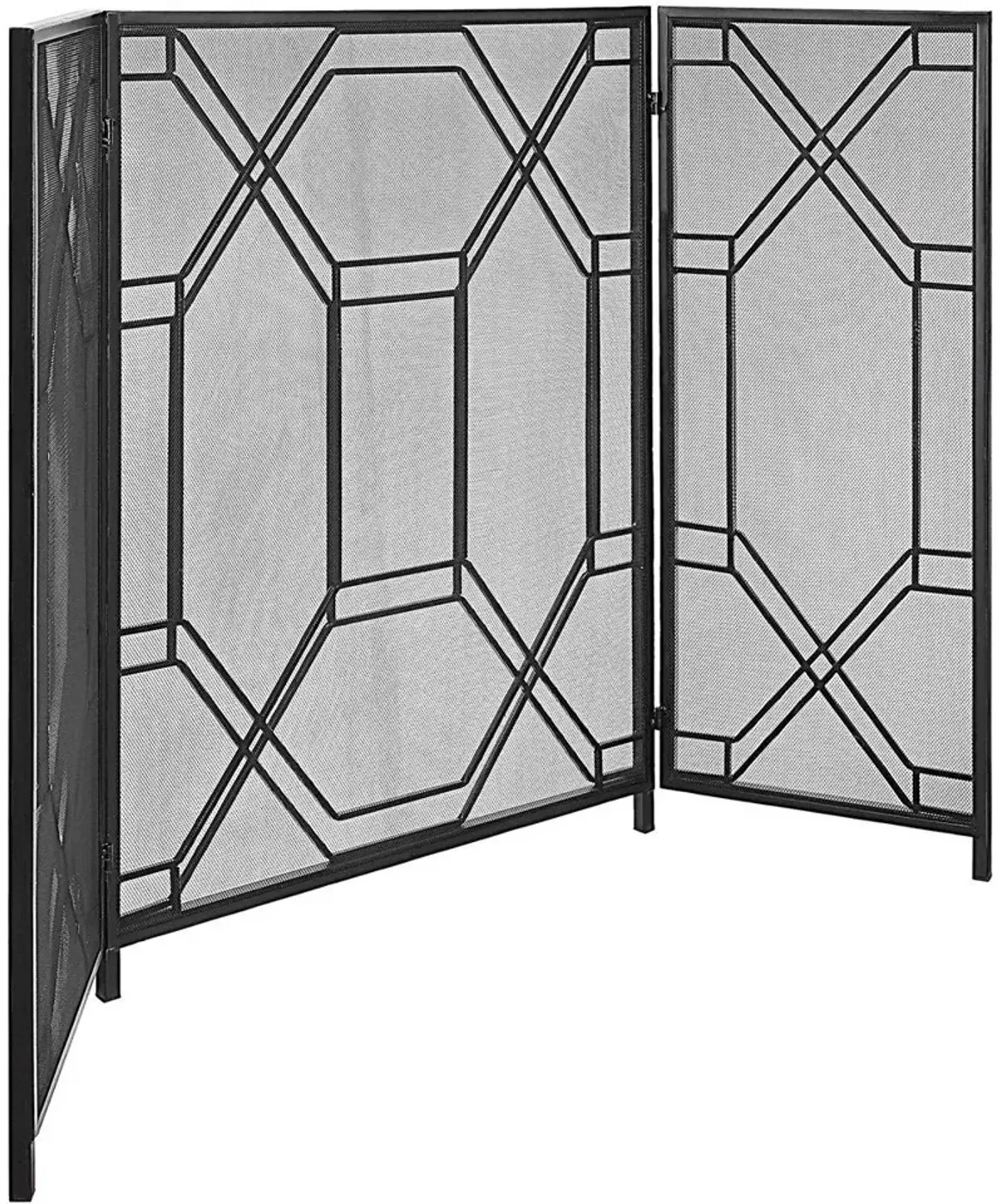 Uttermost Rosen Satin Black Geometric Fireplace Screen