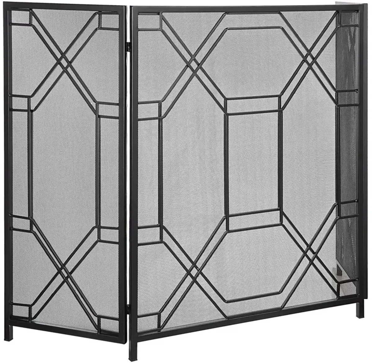 Uttermost Rosen Satin Black Geometric Fireplace Screen