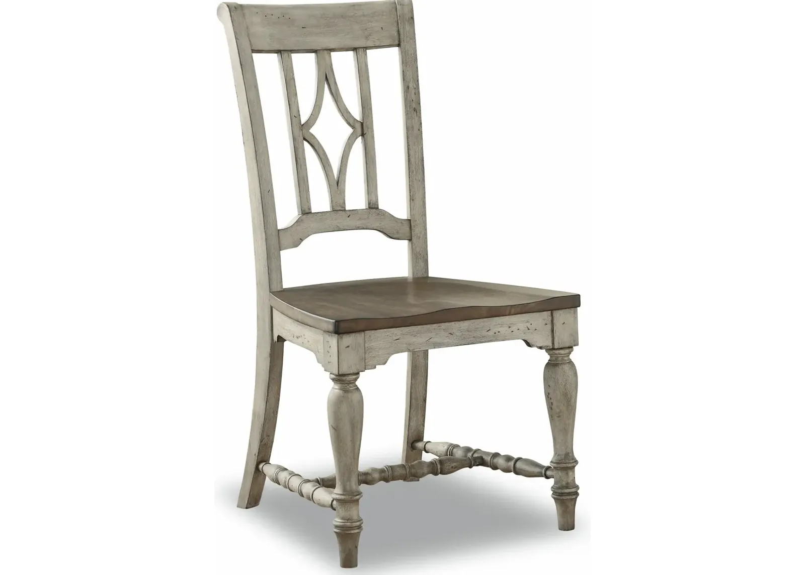 Flexsteel Plymouth Distressed Graywash Wood Seat Dining Side Chair