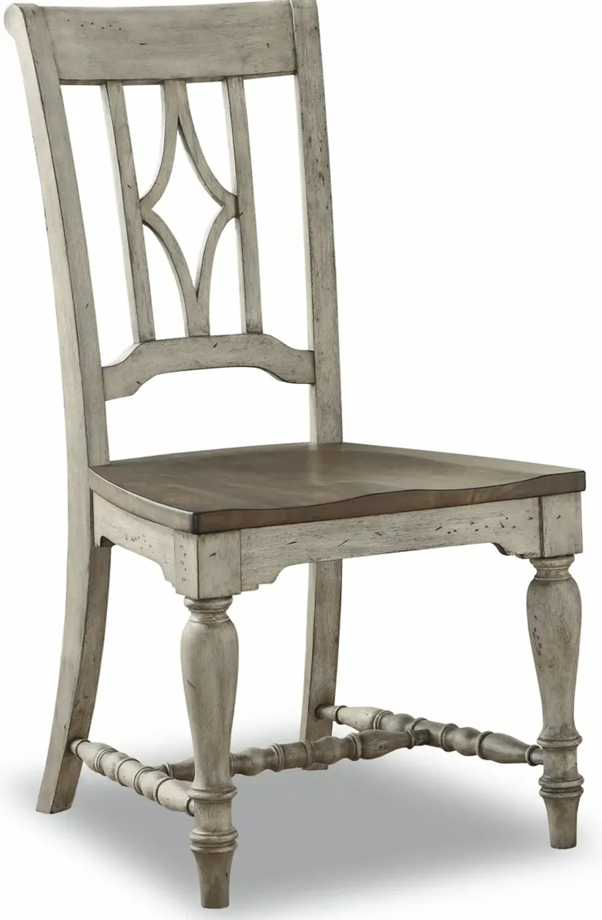 Flexsteel Plymouth Distressed Graywash Wood Seat Dining Side Chair