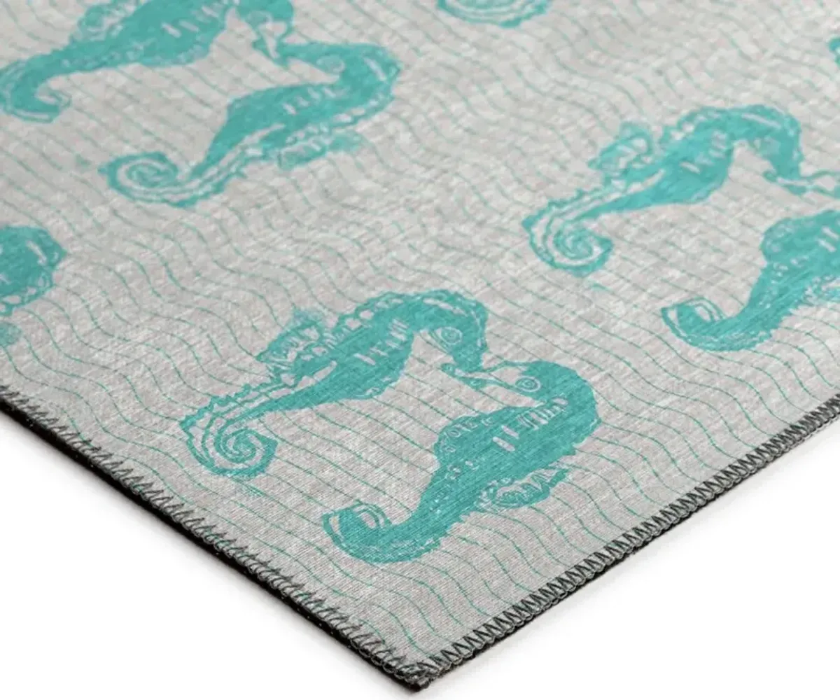 Dalyn Turquoise Parade Seahorse Silhouette 5'X8' Area Rug