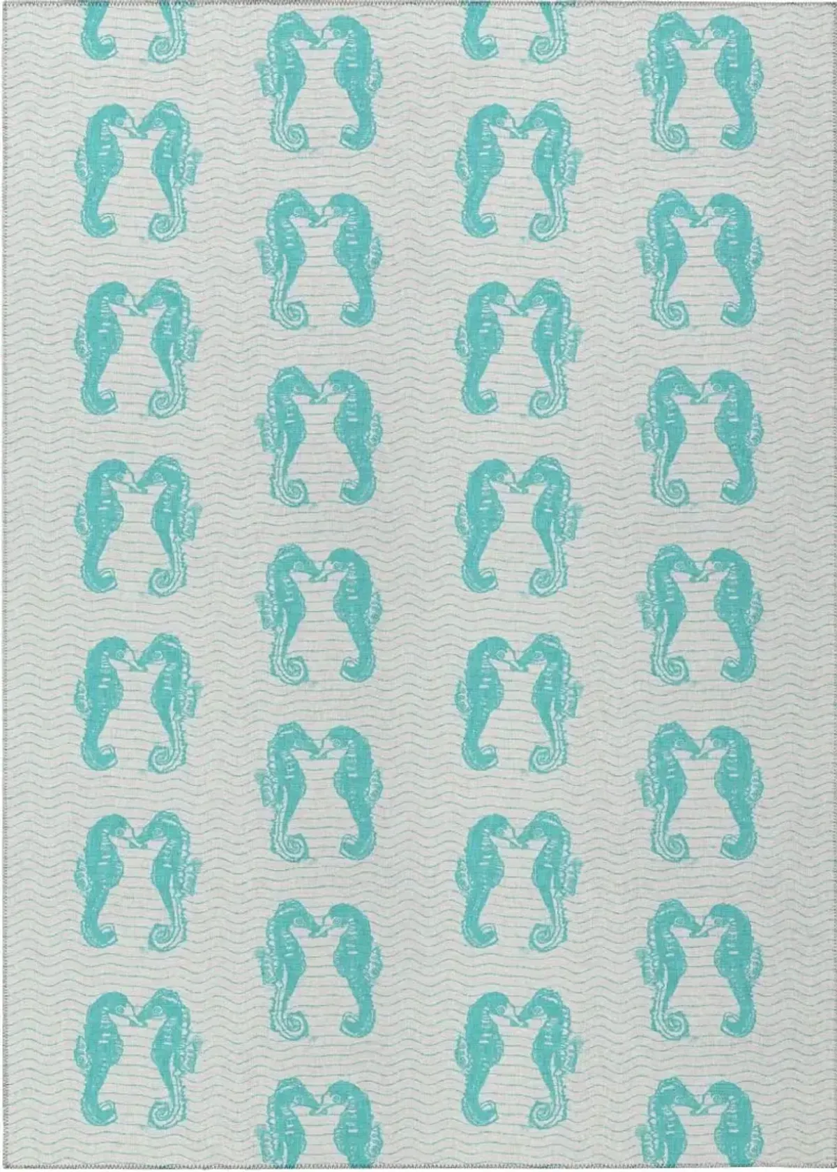 Dalyn Turquoise Parade Seahorse Silhouette 5'X8' Area Rug