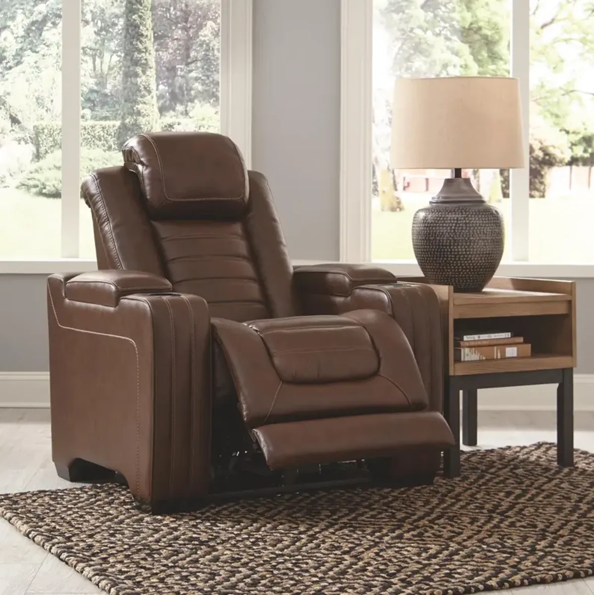 Ashley Backtrack Chocolate Power Adjustable Headrest Massage Recliner