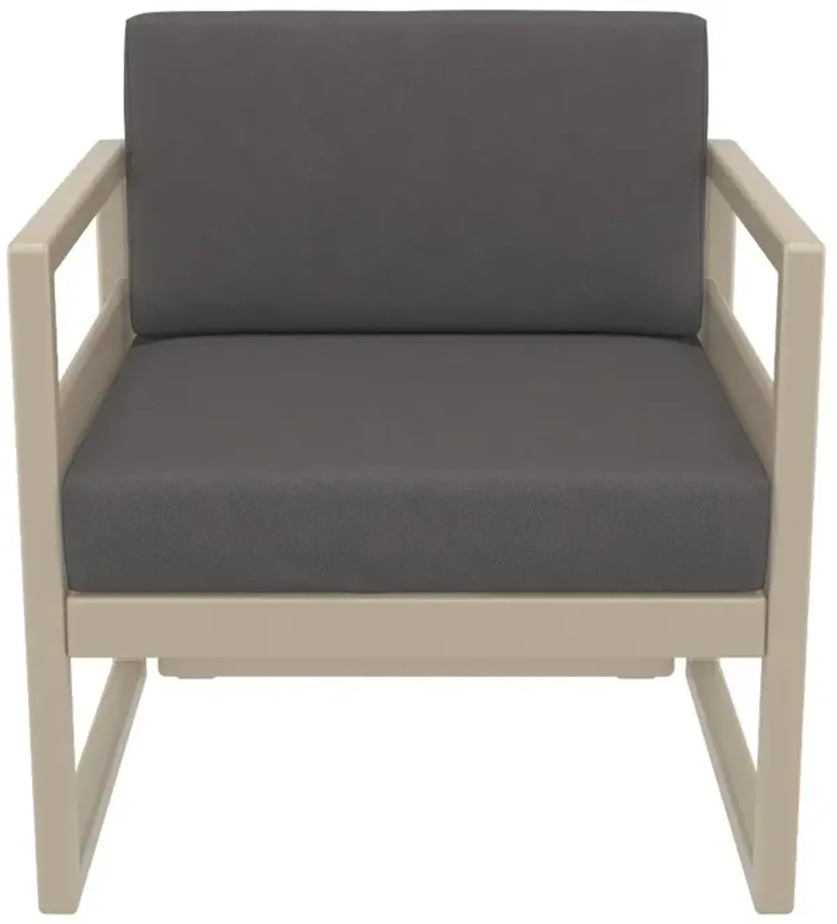 Compamia Mykonos Patio Club Chair Taupe with Sunbrella Charcoal Cushion